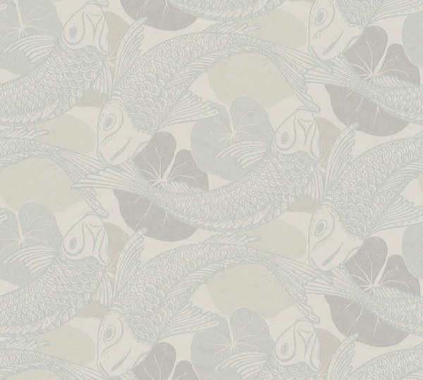 Vliestapete Fische BläTter Beige Grau Metallic Livingwalls 37859-6 (3,92€/1Qm)-image