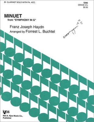 MINUET FROM SYMPHONY IN G CLARINET SOLO & PIANO ACC SHEET MUSIC KJOS GRADE 3 1/2
