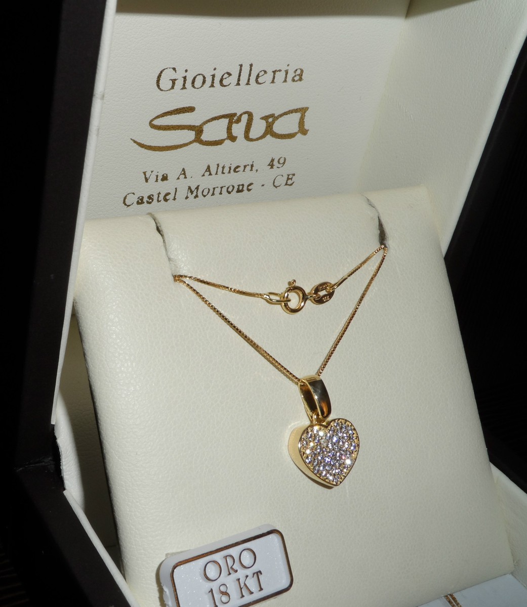 Collana oro giallo 750 18 kt e romantico ciondolo Cuore in oro 750