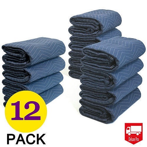 12 Moving Blankets Deluxe Pro 45lb per Dozen Quilted Furniture Pads for