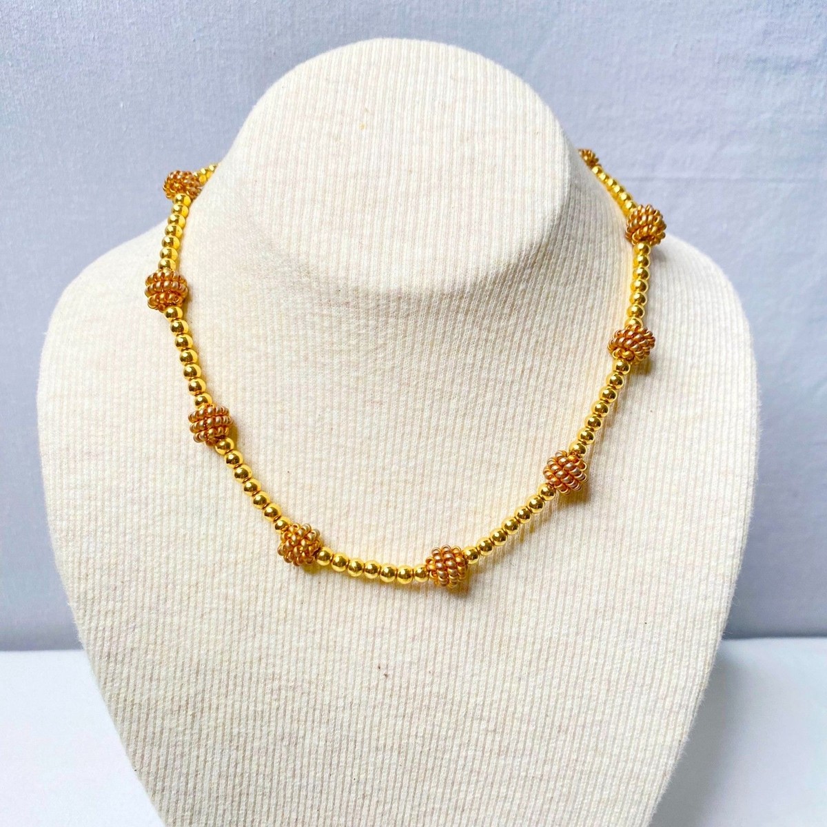 Anne Klein Station Choker Necklace Burnished Knots Over Gold  display picture 1