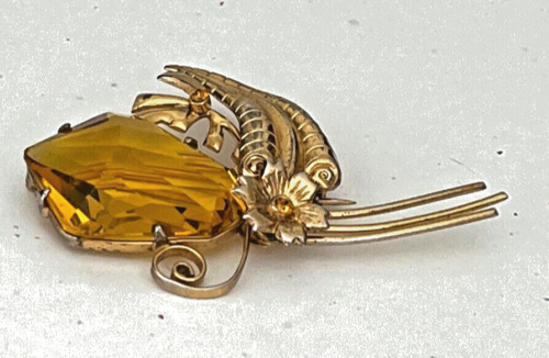 Superb Vintage Gold Wash Sterling Flower Brooch w… - image 1