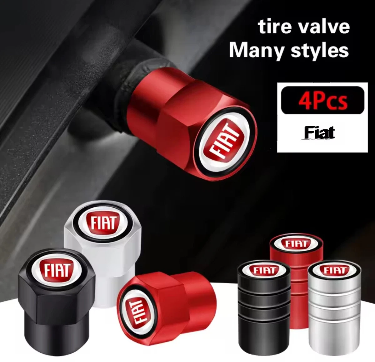 Tappi Per Valvole Gomme Auto 4 Tappi Valvola Pneumatici In Alluminio - Stile Bullet, Universali Per Auto E Moto, Rosso Valvola Fiat 500 - Foto 10