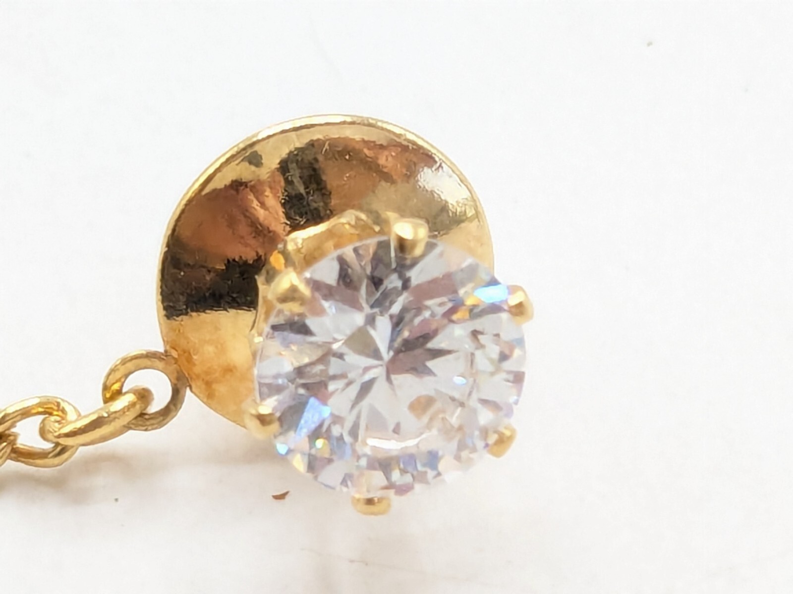 Cubic Zirconia Gold Tone Tie Tack Pin Men's Jewelry