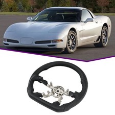 For 97-04 Chevrolet Corvette C5 Full Leather Steering Wheel Flat Bottom D-shape