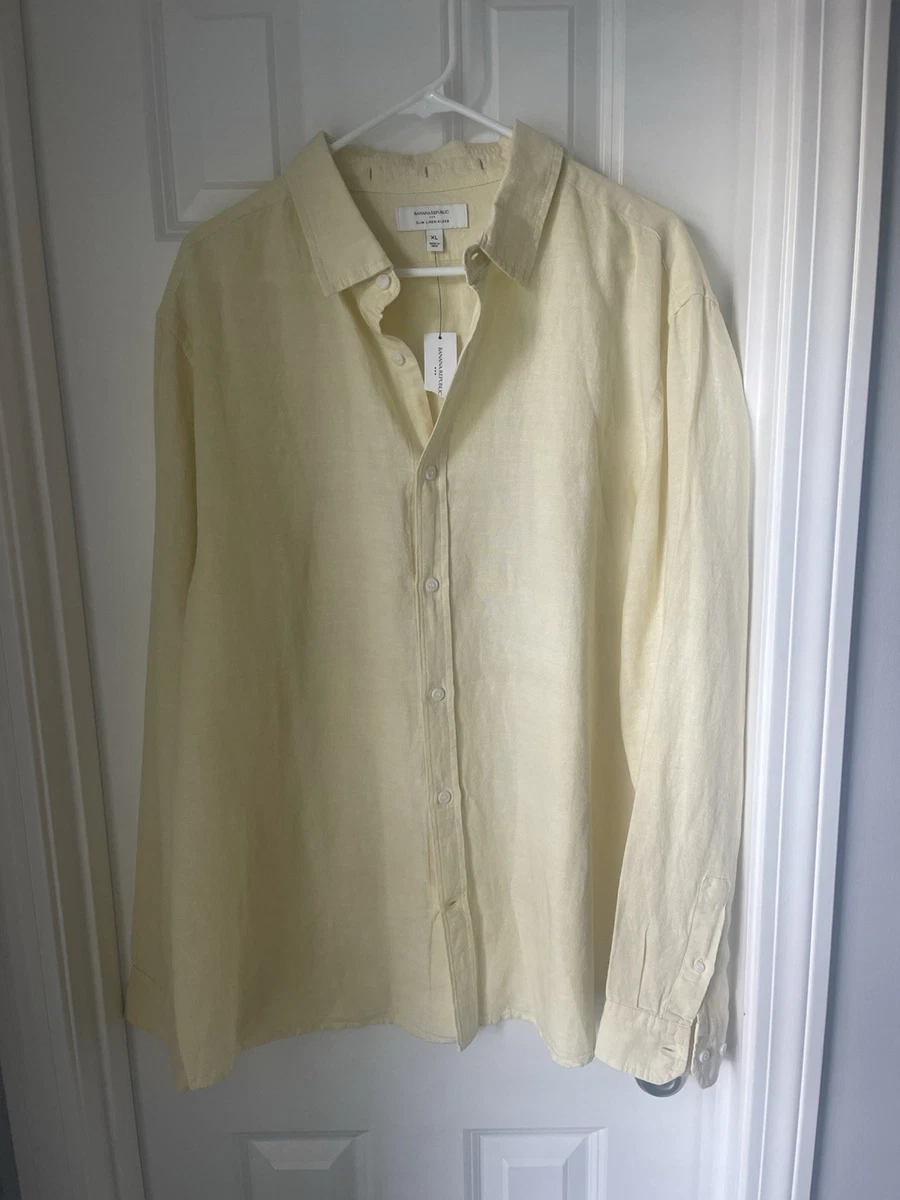 Banana Republic Linen Long Sleeve Solid Casual Button-Down Shirts