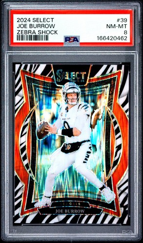 2024 Panini Select #39 Joe Burrow Zebra Prizm Shock PSA 8