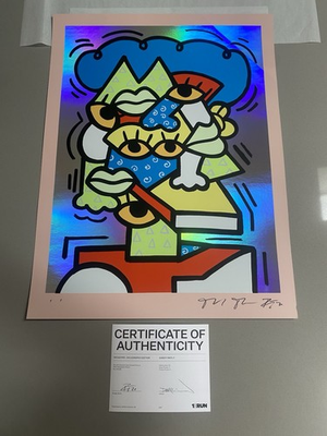#ad Sheefy Mcfly Indigo Fro Holographic Art Print CORNER CREASE Signed Printer Proof $47.49