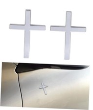 2PCS 3D Cross Stickers,Car Accessories Decals for Vehicles,Self Silver