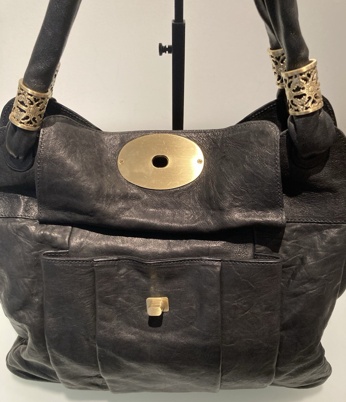 BADGLEY MISCHKA AUTH RARE VINTAGE COUTURE LEATHER HANDBAG  $1450 EXCELLENT/NM!! image 6