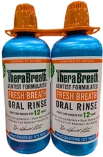 TheraBreath Fresh Breath Oral Rinse Icy Mint 2 Bottles of 1 L