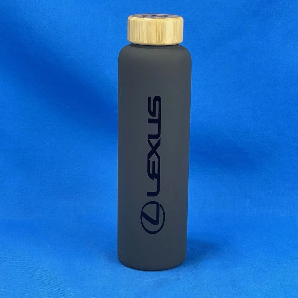 Lexus H2GO Glass Water Bottle w/Rincon Bamboo Cap - Dark Grey - Free Shipping - Image 2 of 4