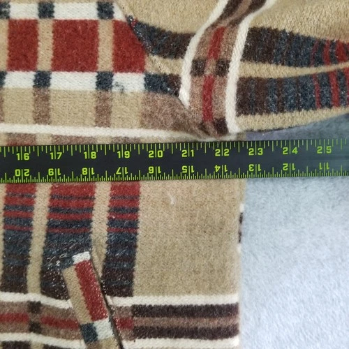 VTG Norm Thompson Jacket Mens Large Beige Plaid Wool Full Zip Baja Drug Rug 90s image 9