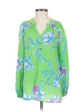 Lilly Pulitzer Women Green Long Sleeve Silk Top XS