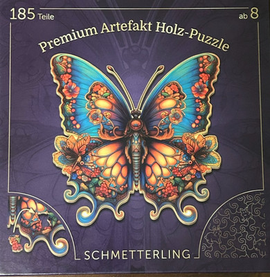 Premium Artefakt Holz-Puzzle ''Schmetterling'' - 185 Teile - ab 8 Jahren Neu & OVP
