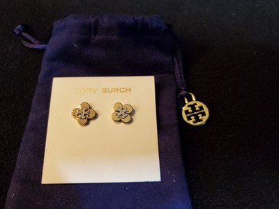 TORY BURCH MIXED METAL FLOWER STUD EARRINGS