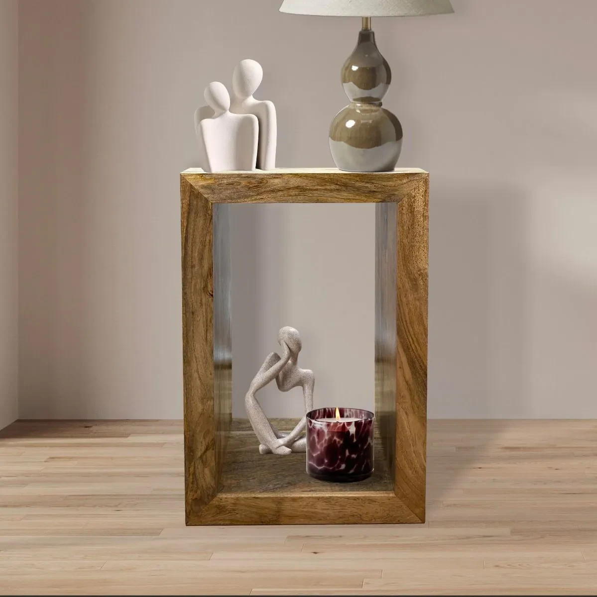 SOLID MANGO WOOD LIGHT DAKOTA STORAGE CUBE NEW INDIAN FURNITURE