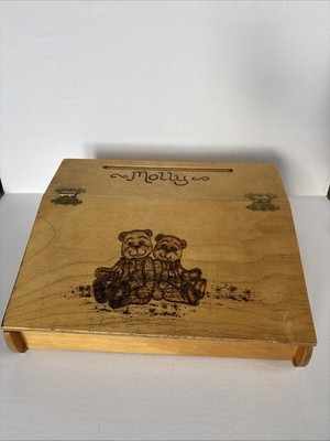Vintage Pyrographie Holz Schreibkasten personalisiert Molly