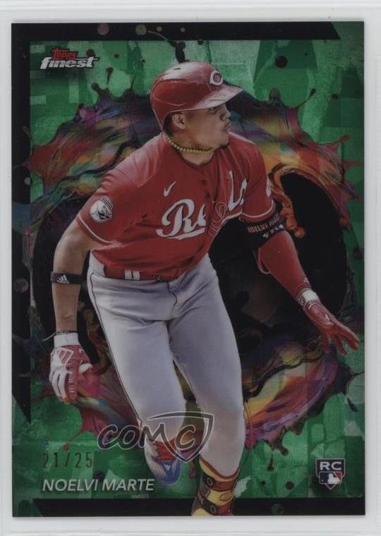 2024 Topps Finest Rare Green Refractor 21/25 Noelvi Marte #232 Rookie RC rp9