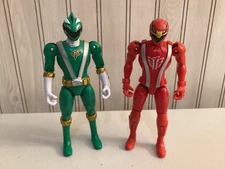 Power Rangers Lot of 2 RPM Green Shark Ranger Cycle Red Ranger 2008 Bandai