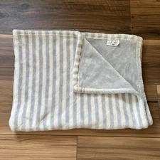 Lullaby Kids Blue/Gray White Striped Plush Baby Blanket 