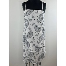 Onkarri White Black Paisley Print Sleeveless Square Neck Mini Dress Size M