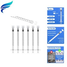 1mL Luer Lock Syringes without Needle - Syringe with Cap, Sterile Individuall...