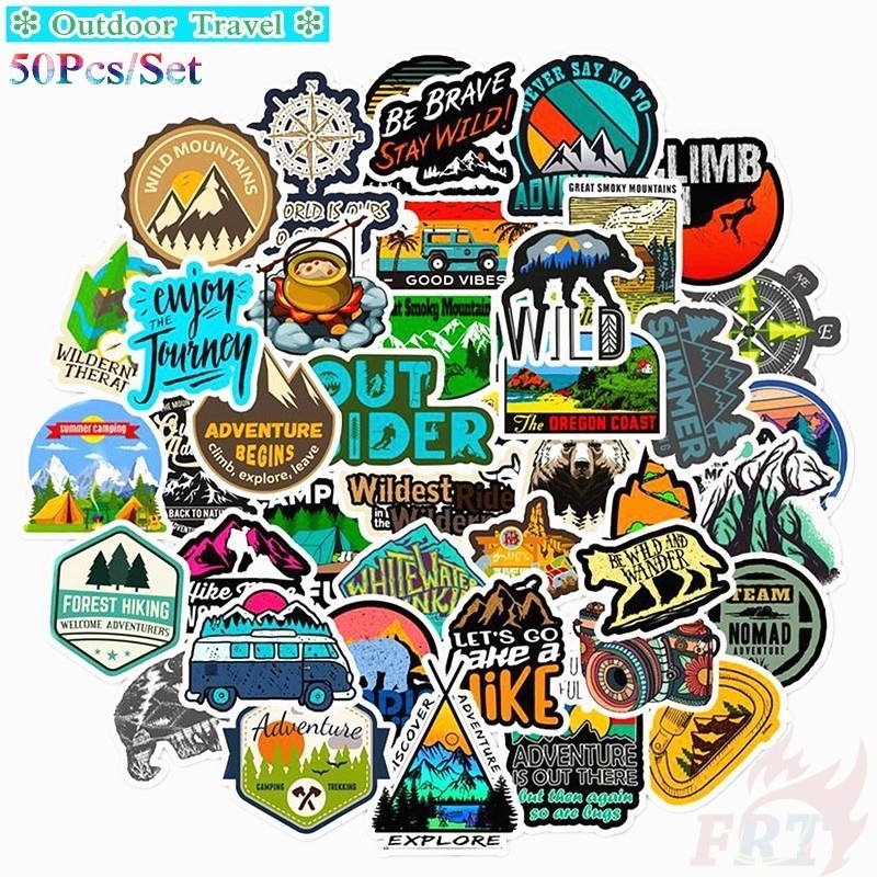 50 piezas calcomanías impermeables para acampar al aire libre serie 1 calcomanías de viaje aventura naturaleza