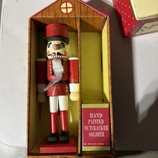 Nutcracker Soldier Wood Red  Holiday Christmas 7.5" Nut Cracker Decoration