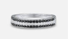 Beautiful Round Black Onyx White Stone Elegant Engagement Ring In 935 Silver