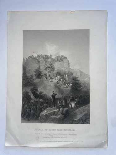 “Battle of Rocky Face Ridge” 1865 Civil War Steel Engraving-Chappel