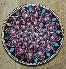 Handmade Mandala Dot Painting Shades of Pink 6x6 Home Decor 