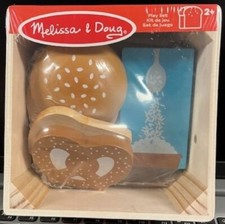 Melissa Doug Food Group Play Set Wooden Rice Bread Buns Pretzel play set