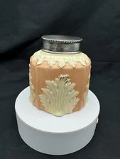 Antique Worcester Locke & Co. Porcelain Tea Caddy w/ Sterling Silver Lid