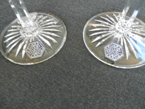 Stuart crystal Shaftesbury cut wine glass x2 Signed with label - Picture 9 of 10