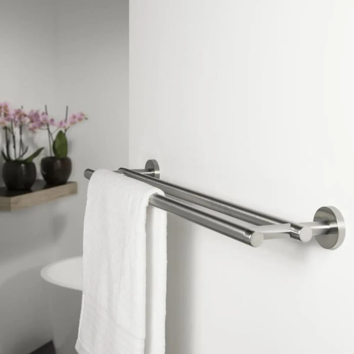 Tiger Boston Porte-serviettes Double en Acier Inoxydable Poli 60cm