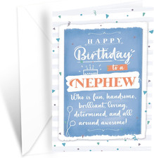 Greetings Birthday Card for Nephew, Made in America, Eco-Friendly, Thick Card St