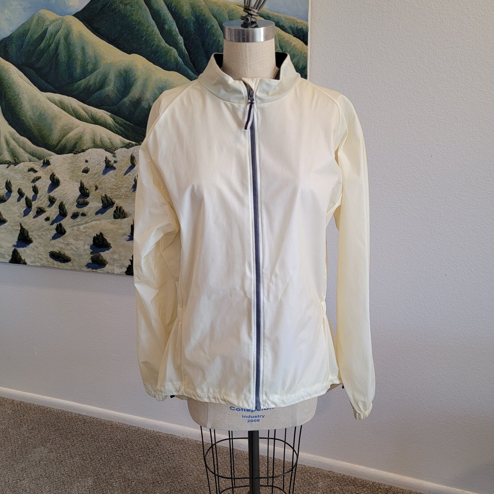 Rare Vintage NIKE Mesh Swoosh Full Zip Windbreaker Jacket 90s 2000s Ivory Large