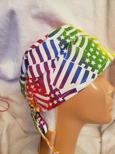 RAINBOW STARS AND STRIPES.       Handmade SURGICAL SCRUB CAPS