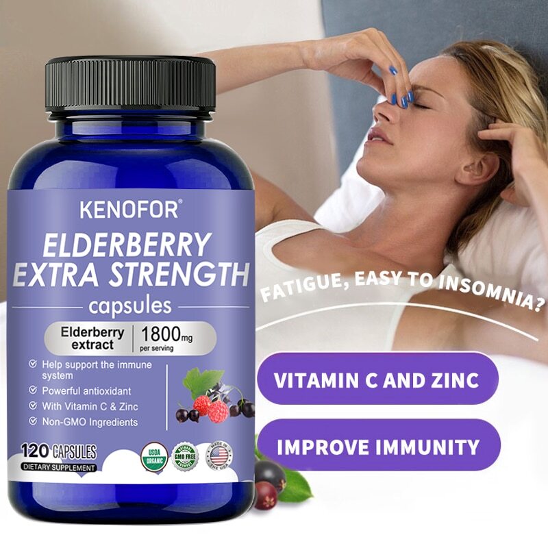 Schwarzer Holunder Extrakt 1000mg Holunderbeere Immunsystem 120 Kapseln