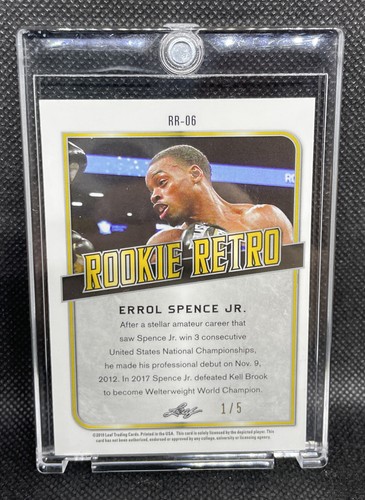 2019 Leaf Errol Spence Jr SSP GREEN WAVE Rookie Retro RC Boxing Card 1/5 - Picture 2 of 6