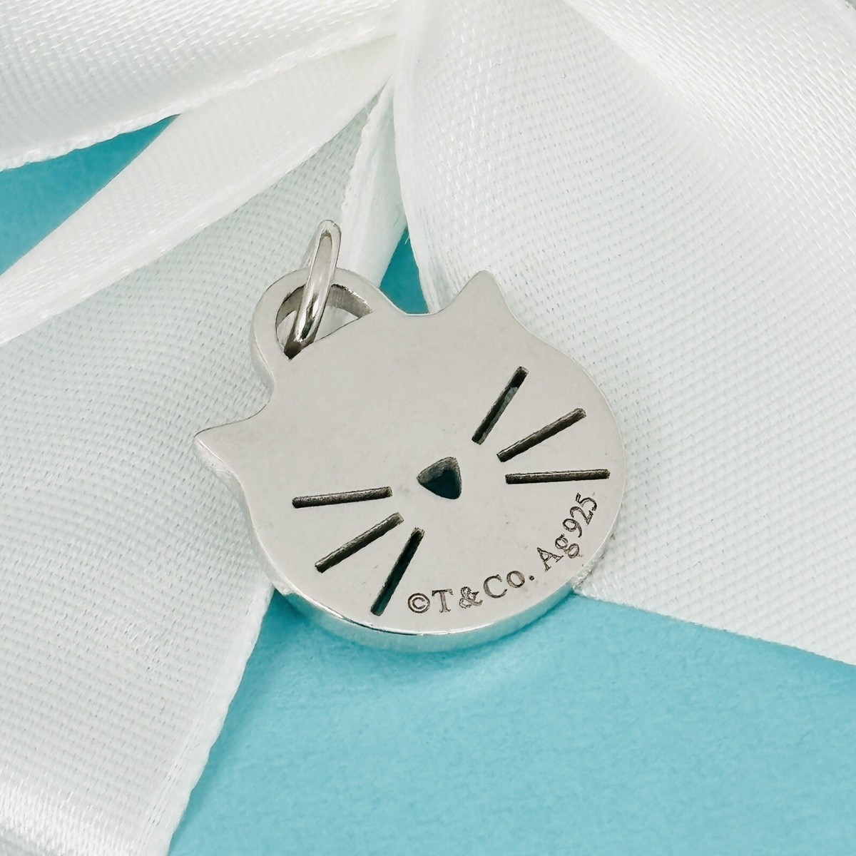 RARE Return to Tiffany Cat Kitten Tag Charm or Pendant in Sterling 