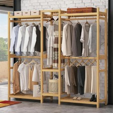 Bamboo Clothing Rack with 8 Tier Storage Shelf Multifunctional Garment Organizer