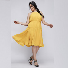 LANE BRYANT 6TH & LANE FLARE DRESS Mustard Yellow Plus Size 22 3X $108 NWT