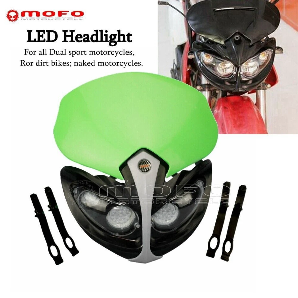 For Kawasaki KX450F KLX110 KLX140 KX250S KDX Dirt Bike Motocross LED Headlight — 第 3/4 张图片