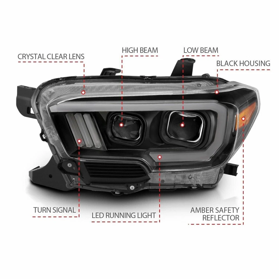 Faros proyectores estilo tablón ANZO 111379 para Toyota Tacoma 2016-2023 Foto 4 de 4