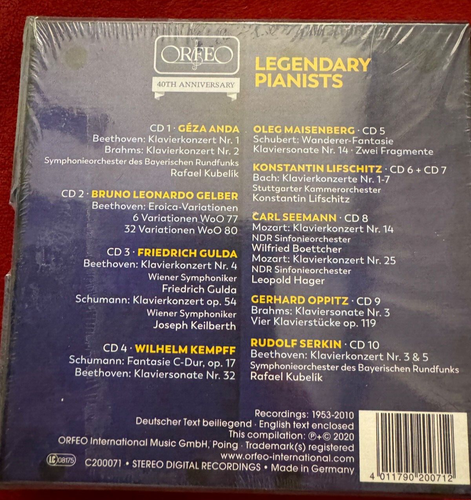 CDs. NEW and SEALED ORFEO “Legendary Pianists” by Various (CD, 2020) - Picture 2 of 3
