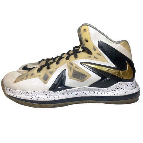 Nike LeBron 10 P.S. Elite+ Size US 11 White Gold Black 2013 579834-100 EU45 UK10 - Picture 8 of 24