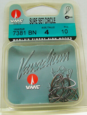 VMC 7381 BN Sure Set Circle Flachstahl geschränkter Haken Größe 4, 10 Stück 