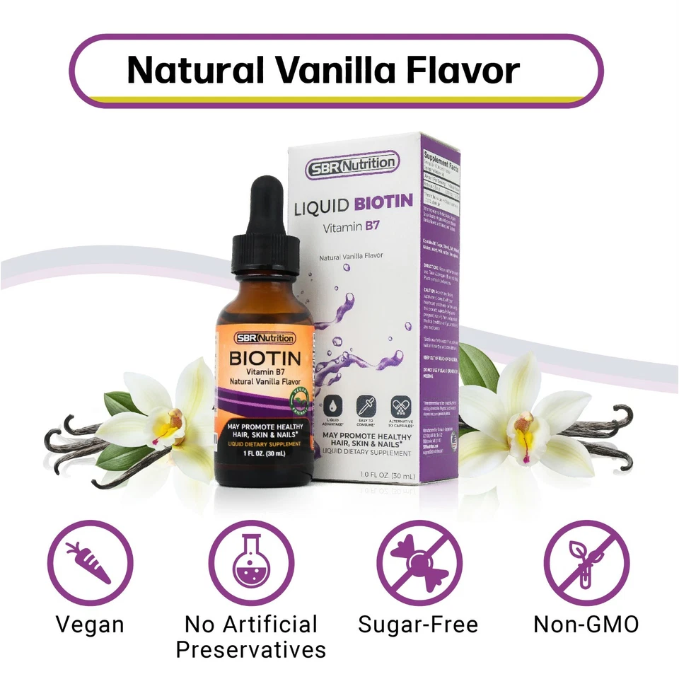 Gotas líquidas de biotina MAX ABSORBTION, 5000 mcg de biotina porción, 60 porciones Foto 4 de 4